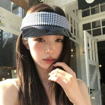 【韓系黑白格紋】台灣出貨 空頂帽 防曬帽 遮陽帽 女 夏季 顯臉小 ins風 帽子 黑白格紋 空頂遮陽帽 韓系帽子