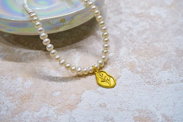 沙金鈴蘭淡水珍珠項鍊—非精油用