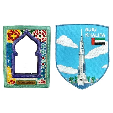 A-ONE 匯旺 阿聯酋鏡子冰箱磁貼 + UAE 杜拜 哈利法塔貼章 2件組  阿聯酋 + UAE 杜拜 哈利法塔  2.24 x 3.05吋 + 2.5 x 3.1吋