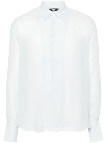 Gcds - logo-embroidered silk shirt - unisex - Silk - M - Blue
