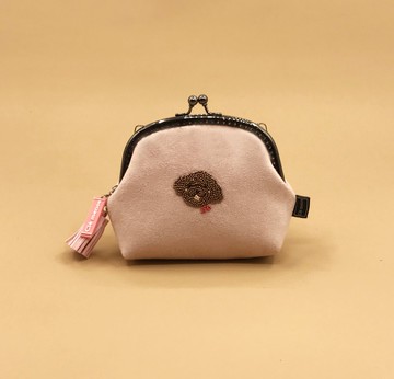 貴賓狗 大臉 口金包 零錢包 縫珠零錢包  含鍊子