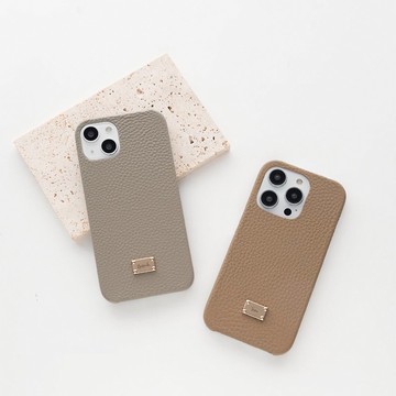 相容於所有型號 帶銘牌的智慧型手機保護殼 [真皮 Nuance 姓名刻] 暗色 Nuance 顏色 姓名牌 免費刻姓名 BR03U