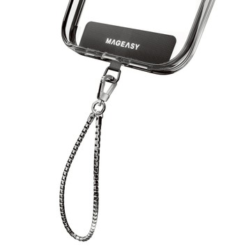MAGEASY 金屬鏈手繩 附掛片 4.5mm  1個  銀色 + 黑色