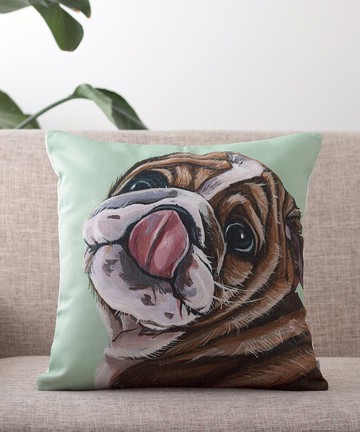 Jubilee 天然亞麻材質 抱枕套 柔軟觸感 鬥牛犬款