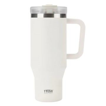 TYESO 泰碩 304不鏽鋼手提雙飲冰霸杯 TS-8868  白色  1.2L  1個