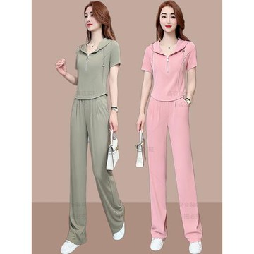 2025夏新款女士運動服套裝休閑時尚兩件套洋氣時髦減齡小個子短袖