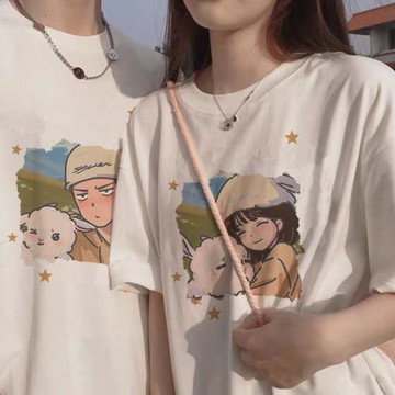 roora情侶裝夏季短袖2023新款不一樣特別的小眾高級感純棉情侶T恤