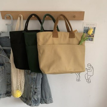 日式簡約清新ins風韓國男女學生手拎文件袋大容量加厚帆布手提包