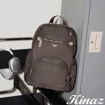 KINAZ 多層多袋輕量防潑水尼龍手提後背包-日蝕褐-企鵝系列