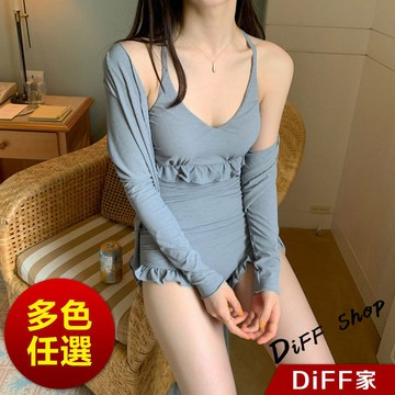 【DIFF】韓版連身吊帶顯瘦花邊泳衣 保守泳衣 泳裝 套裝 上衣 比基尼 連身泳衣 女生泳衣 女裝 S315【S133】