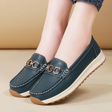 【現貨免運】超夯韓版豆豆鞋 一腳蹬媽媽鞋樂福鞋 寬版大尺碼36-44 舒適軟彈防滑女鞋