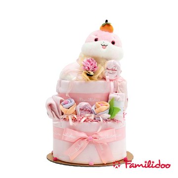 【Familidoo 法米多】蛇年三層尿布蛋糕 粉色 彌月禮盒