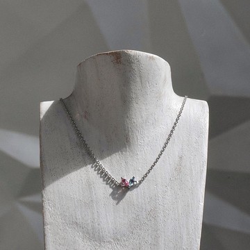 碧璽藍托帕石吊墜項鍊 碧璽藍托帕石迷你心形吊墜 P069