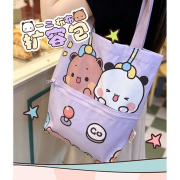 台灣出貨 一二布布帆布包 一二布布購物包 卡通帆布旅行包 大容量單肩手提袋 擴容收納包 通勤購物宿舍行李袋 帆布包女包