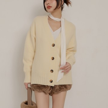 排釦毛織外套-杏【KT281011】