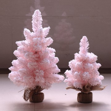 粉色聖誕樹PVC聖誕植絨小樹迷你聖誕樹桌面聖誕樹聖誕雪花裝飾樹