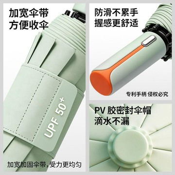 🔥限時下殺🔥專利手柄收傘省力全自動防曬遮陽摺疊便攜女晴雨兩用加固黑膠傘