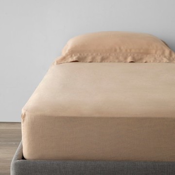 查莉100%亞麻床包特大 裸沙色