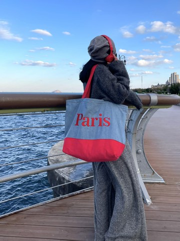 托特包慵懶風側背包大容量帆布包刺繡字母通勤【木屋雜貨】