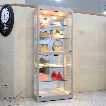 歐風別館灰橡色玻璃展示櫃公仔櫃