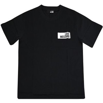MOSCHINO LOVE MOSCHINO 品牌燙印LOGO棉質短T(黑)