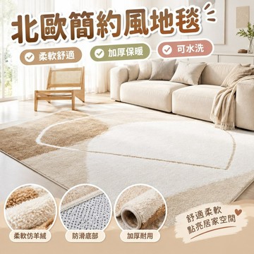 免運💕臥室地毯床邊地毯客廳地毯 滿鋪加厚仿羊絨地毯 北歐現代風簡約风地毯 可水洗支持客製尺寸