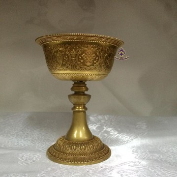 【利眾福澤之家】藏傳佛教用品 純銅鎏金 八吉祥酥油燈 小號1入