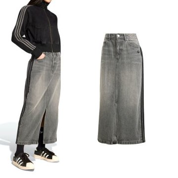 Adidas DENIM LONG SKT 女款 灰黑色 牛仔 單寧 休閒 長裙 JW2659