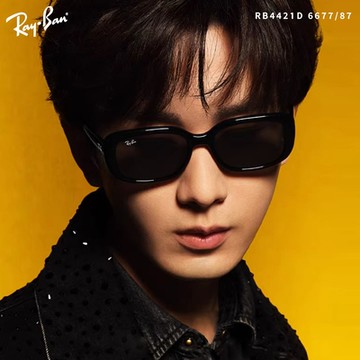 RayBan 雷朋 方框太陽眼鏡 /黑 深灰鏡片#RB4421D 6677/87-56mm