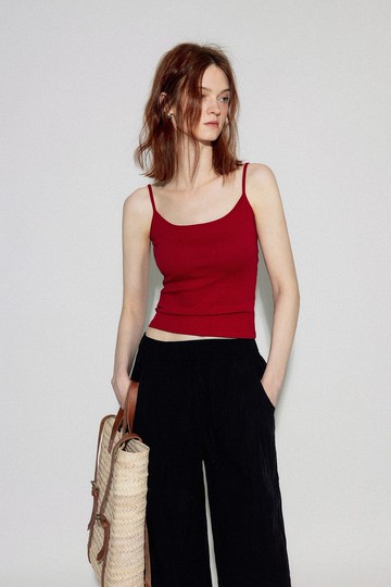 自帶一體式胸墊 U型領露背桑蠶絲背心