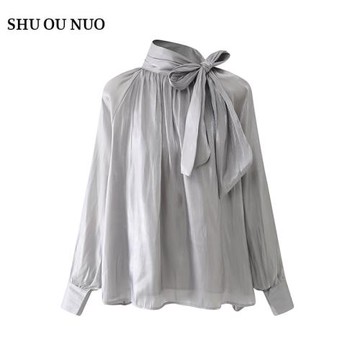 【現貨】原創綁結打褶寬松插肩長袖襯衫女獨立設計師款