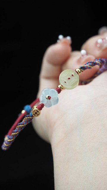 寶淇 -  迎瑞-有錢花轉運扭扭手繩- 天然A貨翡翠