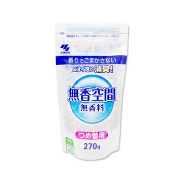 日本小林製藥-無香空間室內居家芳香消臭珠除臭劑補充包270g/袋(浴廁放置型空氣清新劑,Kobayashi分解異味消臭晶球)