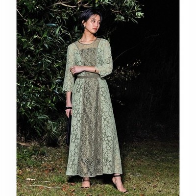 SMILELAND ＜Callarus＞Panel Lace Onepiece Dress【結婚式・パーティードレス】 ブルー L レディース