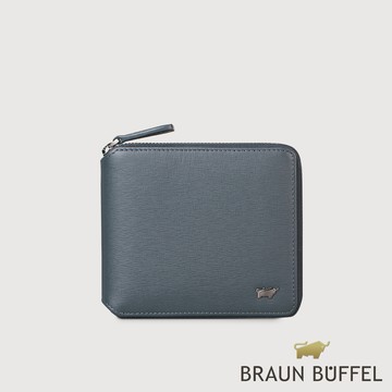 【BRAUN BUFFEL德國小金牛】台灣總代理  瓦拉頓-TW 8卡拉鍊皮夾-黑色/BF537-328-MAR