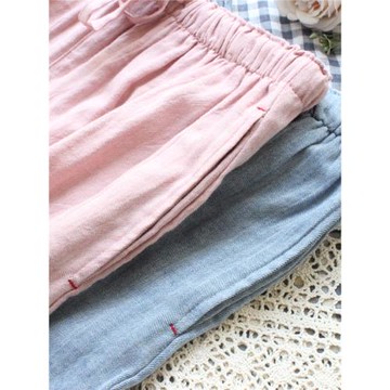 春秋情侶男女睡褲純棉男居家褲寬松休閑薄款女士純色高腰長褲軟