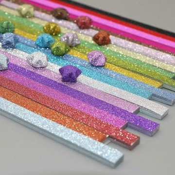 ✨MIMI【手工彩色星星條】✨星星條 手工用品 許願紙條 折幸運星 彩色兒童彩色星星摺紙閃鑽亮粉小星星紙幸運星閃粉彩紙折