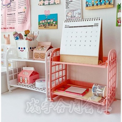 インテリア 雑貨 収納 棚 ラック パステル ミニ 棚 小型 デスク 卓上 収納 整理用品 事務用品 オフィス用品 2段 多機能 組み立て式 おしゃれ 通販 Lineポイント最大get Lineショッピング