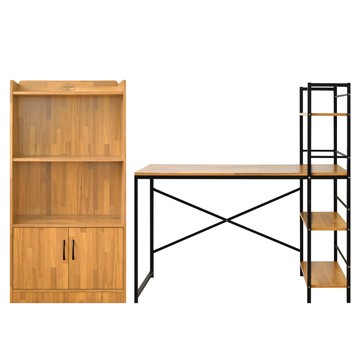 《HOPMA》日系鄉村書桌 台灣製造 書櫃組合 工作桌-拼版柚木