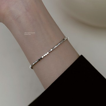 輕奢高級感S925銀幾何方塊手鏈女夏ins小眾設計感首飾品2022年新