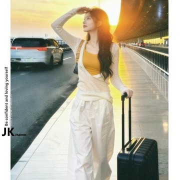 【JK極客】長袖上衣 女裝 外套 衣服  透氣 夏裝 微透薄款防曬T恤女 辣妹上衣 修身罩衫 防曬罩衫兩件套背心+上衣