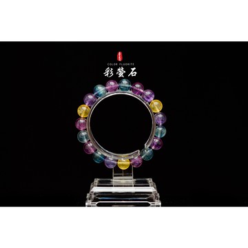 【彩螢石手珠/手串】★收藏級（一圖一物）★彩色螢石小碧璽等級 玻璃體螢石 暖宮石  淨體螢石ES101-125︱晶寶