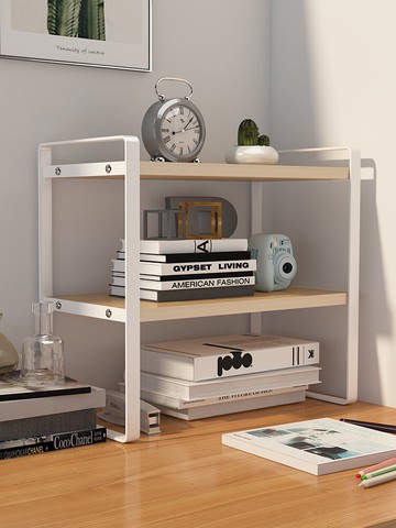 桌面簡易書架小型鐵藝置物架辦公室多層整理架書桌上收納網紅書柜