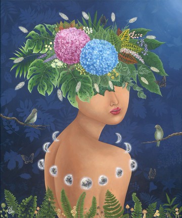 月亮女性繪畫  重啟新生 Moon&Woman Painting  Rebirth