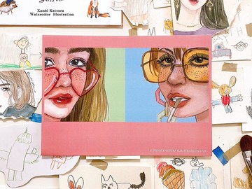 OLD SCHOOL FASHION 復古風夏日女孩小海報 / 水彩手繪