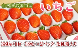 山口県岩国市産「いちご」2パック（1パック380g（8粒～18粒）×2）化粧箱入り ※プラス個包装2個