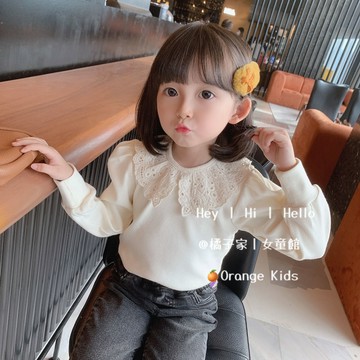 Orange Kids🍊女童長袖 台灣出貨 女童內搭衣 兒童T恤春秋裝兒童韓版翻領上衣嬰兒寶寶打底衫童裝