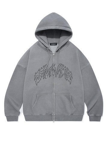 SP_TRIBAL_PIGMENT_OVERFIT_HOOD_ZIP_UP GRAY