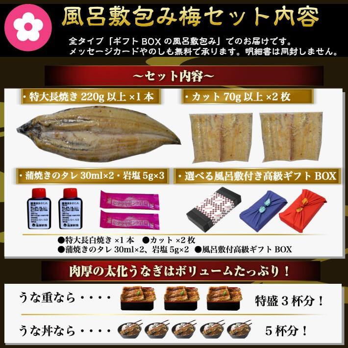 ギフト 風呂敷包み 国産 特大うなぎ 白焼き (梅) 4人前 誕生日 送料無料