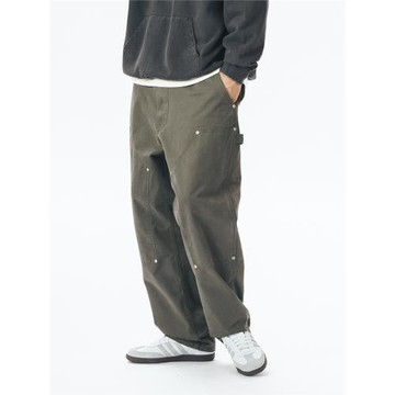 (免運)714street美式復古工裝褲伐木褲2025秋季休閑褲寬松直筒褲褲子男